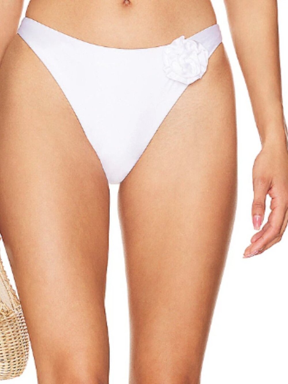L*Space Leilani bottom In shiny white with flower, size XL